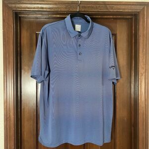 Callaway Mens Golf Shirt Opti-Dri Blue Striped Poly Polo Embroidered Logo L
